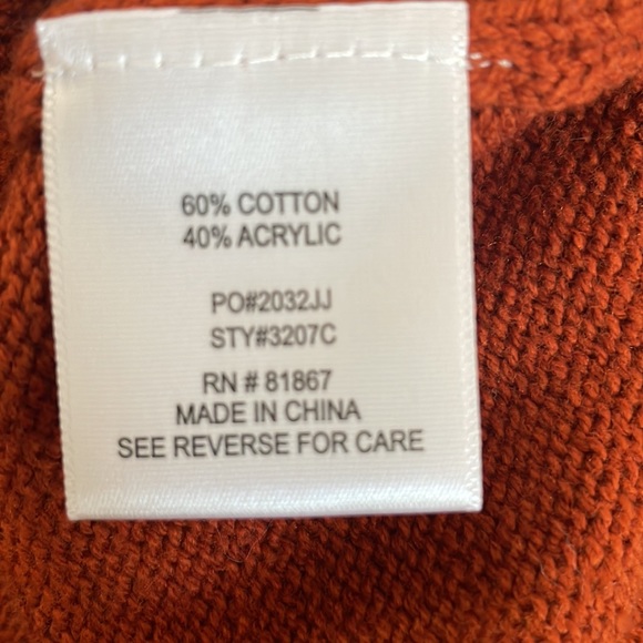 Olivia Sky Women's Burnt Orange and Navy V Neck Cardigan with Pockets Size Large - Picture 7 of 8